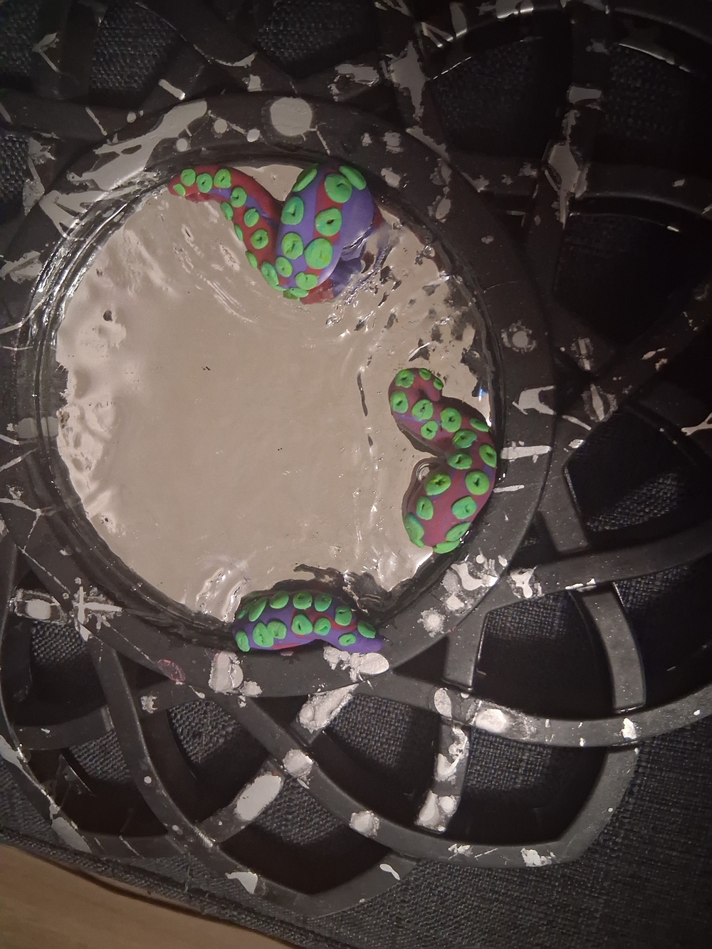 Black Decorative Mixed Media Wall Mirror With Octopus Tenticles Escaping - Picture 5 of 11